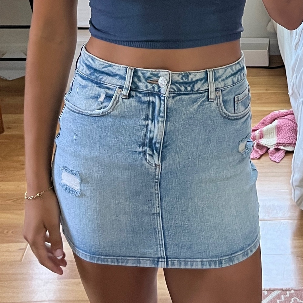 denim garage skirt